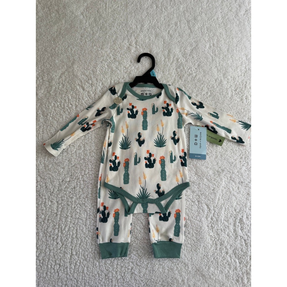 Monica + Andy Bodysuit and Pant Set Kids 9-12M White Cactus NWT